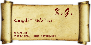 Kanyó Géza névjegykártya